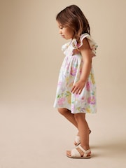 淡紫花卉 - 38荷葉邊袖洋裝（0個月-1歲） - 圖片 3，共 8