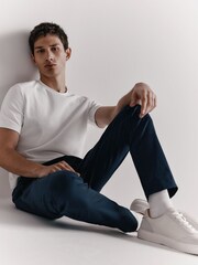 Albastru închis - Skinny Fit - Pantaloni chino elastici din bumbac bogat - Imaginea 3 din 4