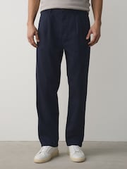 Blue Relaxed Tapered Fit Cotton Rich Stretch Chinos - Image 1 of 6