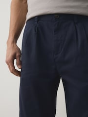 Blue Relaxed Tapered Fit Cotton Rich Stretch Chinos - Image 2 of 6