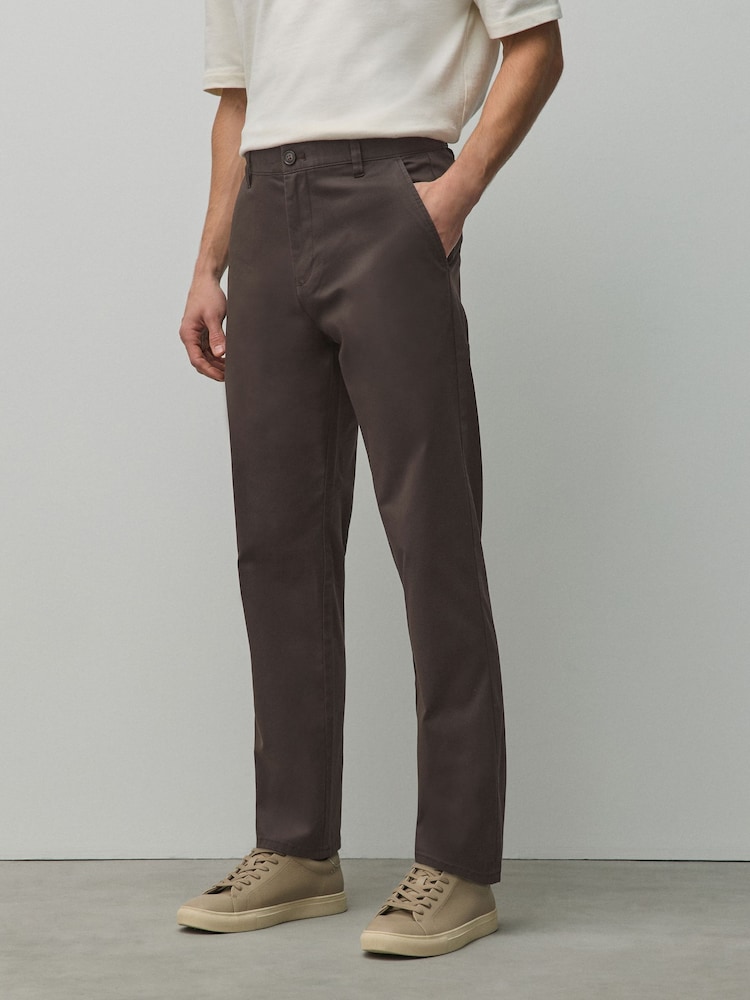 Brown Straight Fit Cotton Rich Stretch Chinos - Image 1 of 6