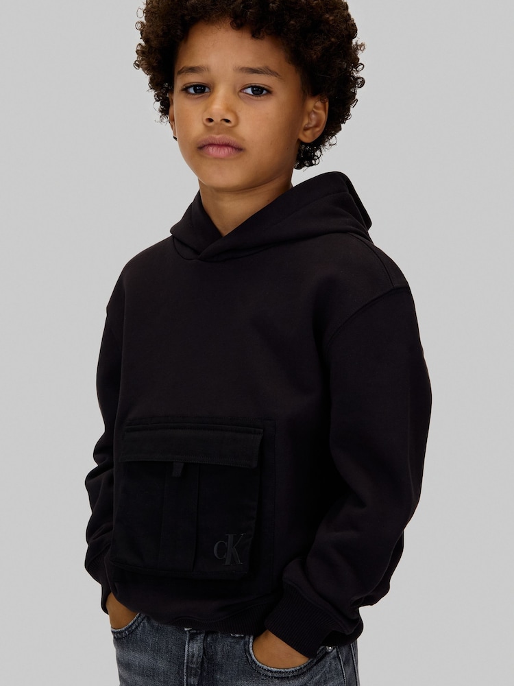 Calvin Klein Black Contrast Pocket Hoodie - Image 2 of 5