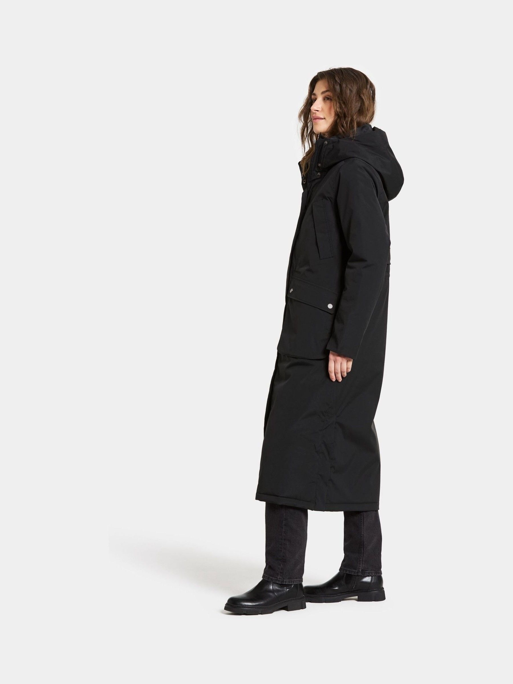 Buy Didriksons Black Melody Long Waterproof Padded Coat from the