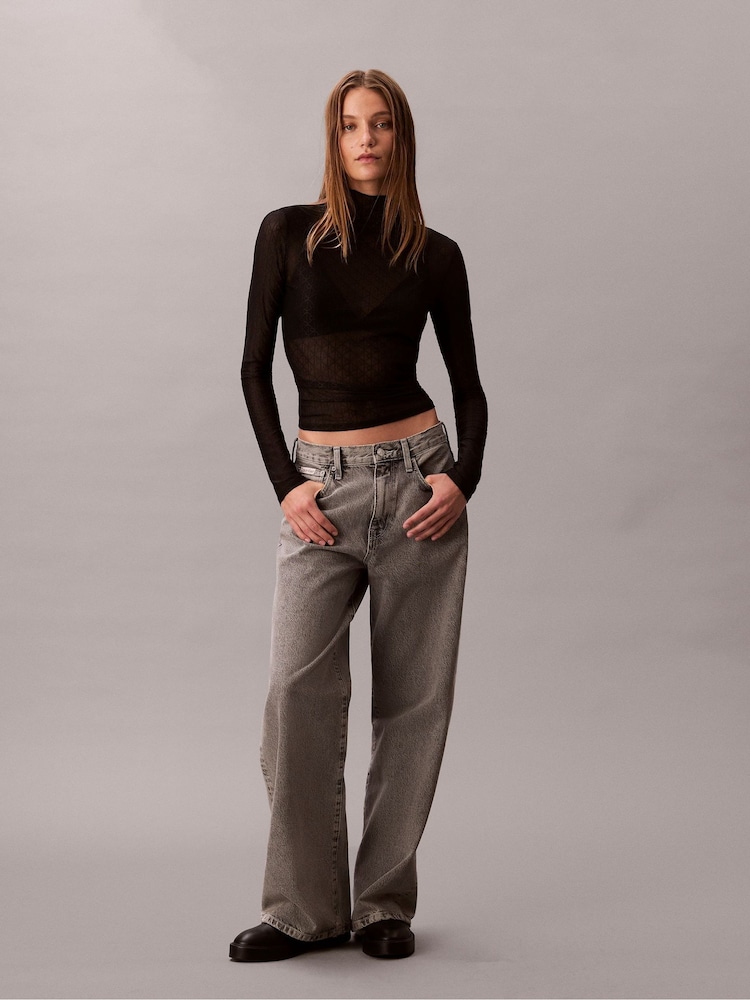 Calvin Klein Grey Wide Leg Jeans - Image 1 of 6 Calvin Klein Grey Wide Leg Jeans - Image 1 of 6
