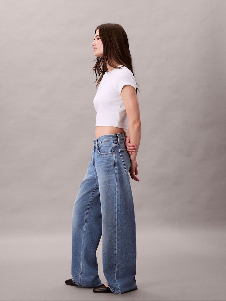 Calvin Klein Blue Low Rise Baggy Jeans - Image 2 of 7 Calvin Klein Blue Low Rise Baggy Jeans - Image 2 of 7