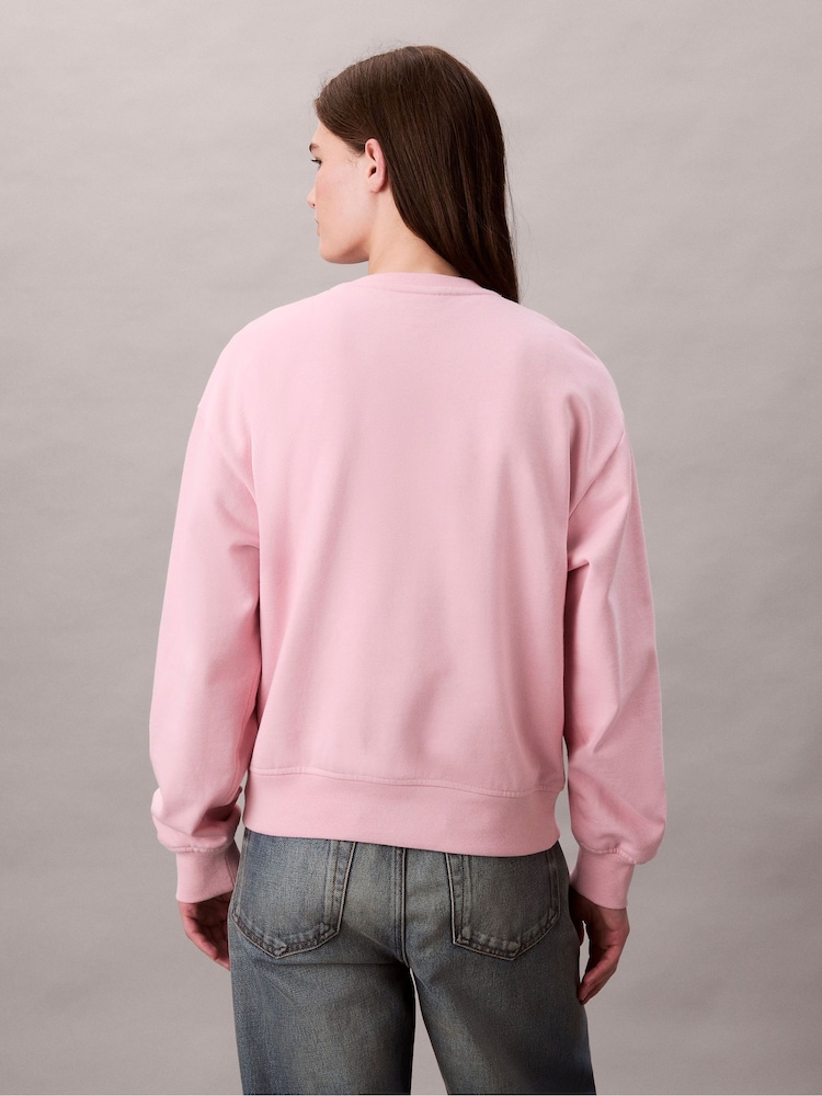 Calvin Klein Pink Relaxed Monogram Sweatshirt - Image 2 of 6 Calvin Klein Pink Relaxed Monogram Sweatshirt - Image 2 of 6
