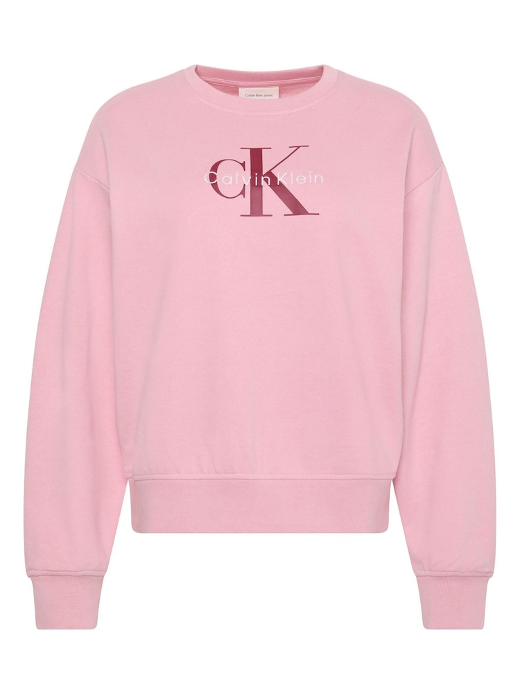 Calvin Klein Pink Relaxed Monogram Sweatshirt - Image 6 of 6 Calvin Klein Pink Relaxed Monogram Sweatshirt - Image 6 of 6