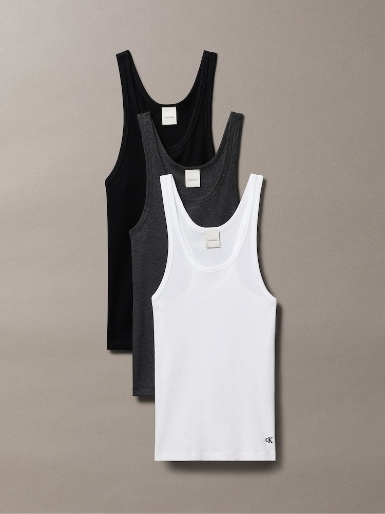 Calvin Klein White 3 Pack Scoopneck Tank Tops Cotton Classics - Image 1 of 1 Calvin Klein White 3 Pack Scoopneck Tank Tops Cotton Classics - Image 1 of 1