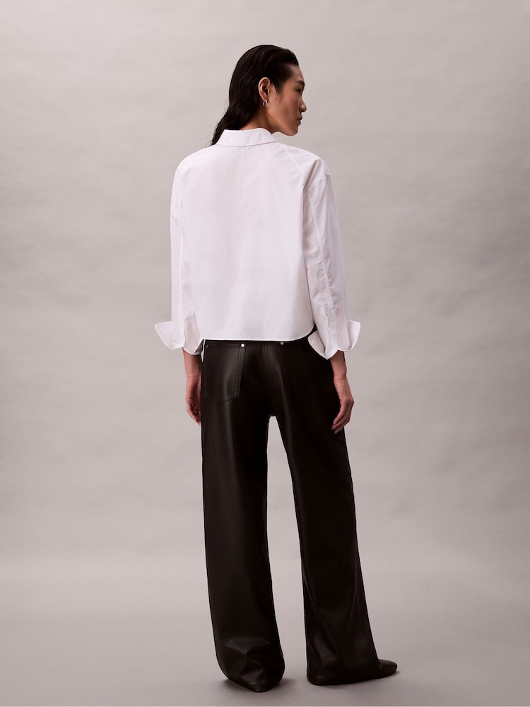 Calvin Klein Black Faux Leather 5-Pocket Trousers - Image 2 of 6 Calvin Klein Black Faux Leather 5-Pocket Trousers - Image 2 of 6