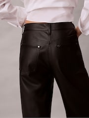 Calvin Klein Black Faux Leather 5-Pocket Trousers - Image 5 of 6