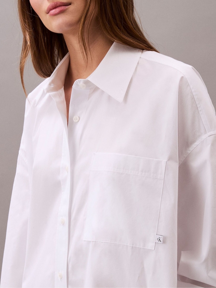 Calvin Klein Jeans Lv047c022g Long Sleeve Short Dress White XS Woman