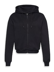 Calvin Klein Black Cotton Terry Blend Zip Lounge Hoodie - Image 1 of 3