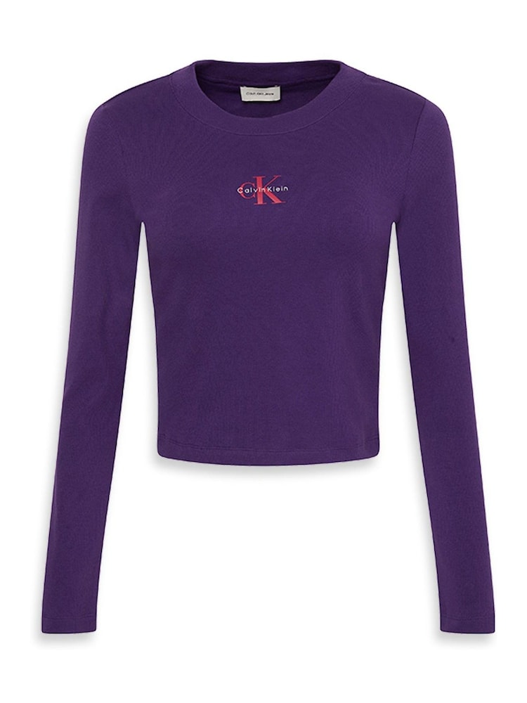 Calvin Klein Blue Monogram Logo Long Sleeve Baby T-Shirt - Image 6 of 6 Calvin Klein Blue Monogram Logo Long Sleeve Baby T-Shirt - Image 6 of 6