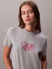 Calvin Klein Grey Script Logo Graphic Slim T-Shirt - Image 5 of 6