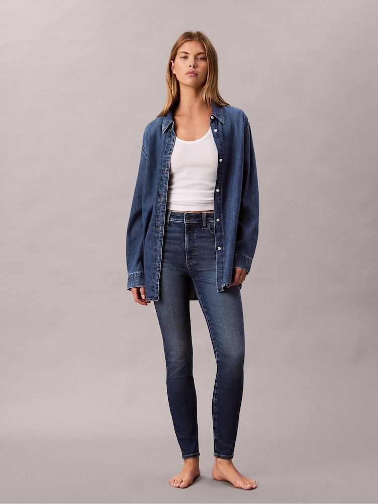 Calvin Klein Blue High Rise Skinny Jeans - Image 1 of 6 Calvin Klein Blue High Rise Skinny Jeans - Image 1 of 6