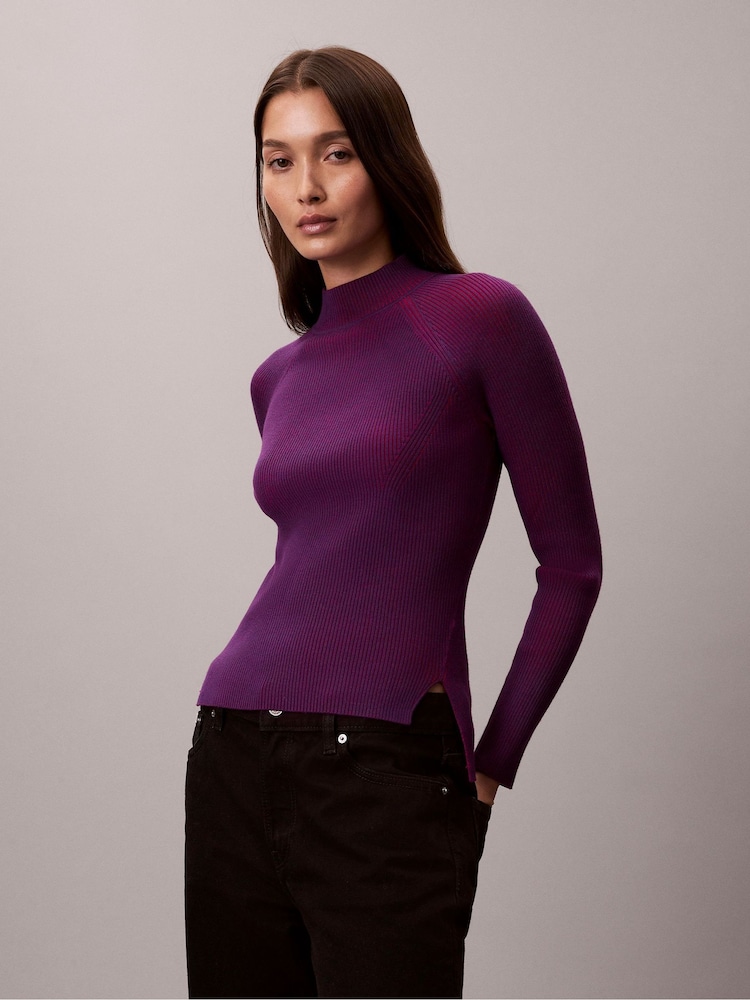 Roxa - Calvin Klein Tech Knit Ribbed Mock Neck Sweater - Imagem 2 de 7