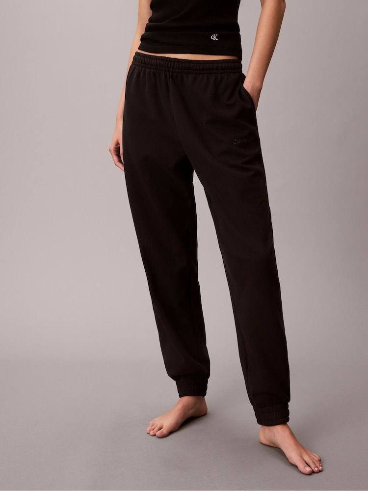 Calvin Klein Black Cotton Terry Blend Lounge Joggers - Image 1 of 7 Calvin Klein Black Cotton Terry Blend Lounge Joggers - Image 1 of 7