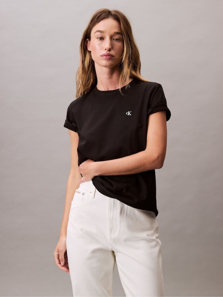 Calvin Klein Black Monogram Logo Relaxed Sweatshirt - Image 1 of 7 Calvin Klein Black Monogram Logo Relaxed Sweatshirt - Image 1 of 7