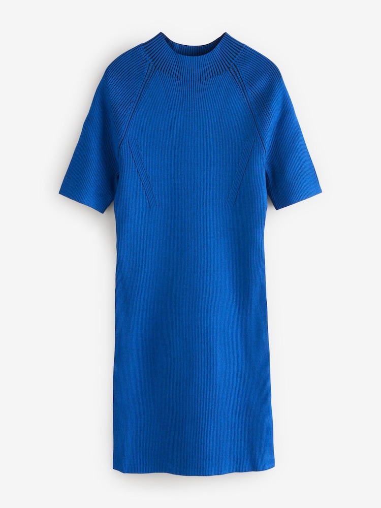 Calvin Klein Blue Sculpted Knit Mini Dress - Image 1 of 1 Calvin Klein Blue Sculpted Knit Mini Dress - Image 1 of 1