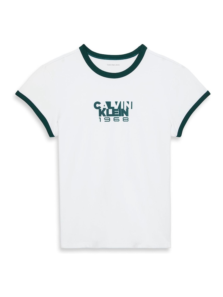 Calvin Klein White 1968 Logo Graphic Baby T-Shirt - Image 1 of 1 Calvin Klein White 1968 Logo Graphic Baby T-Shirt - Image 1 of 1
