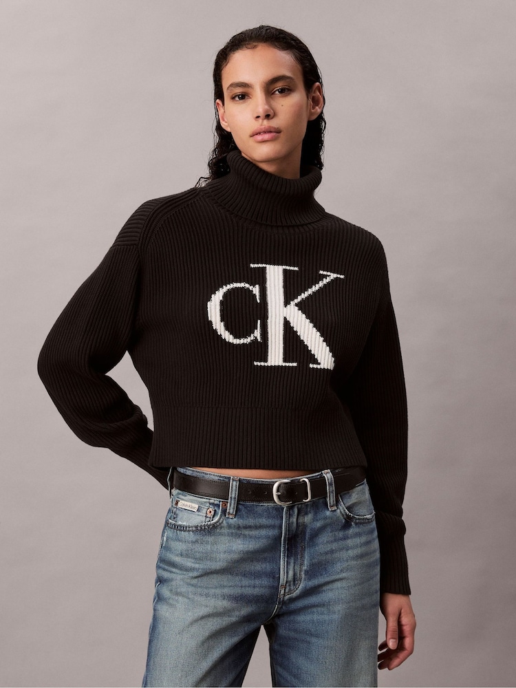 Calvin Klein Black Oversized Logo Sweatshirt - Image 1 of 5 Calvin Klein Black Oversized Logo Sweatshirt - Image 1 of 5