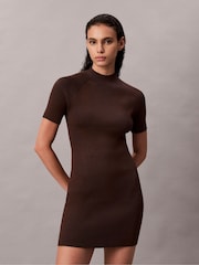 Calvin Klein Brown Sculpted Knit Mini Dress - Image 1 of 5