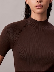 Calvin Klein Brown Sculpted Knit Mini Dress - Image 3 of 5