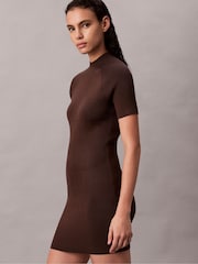 Calvin Klein Brown Sculpted Knit Mini Dress - Image 4 of 5