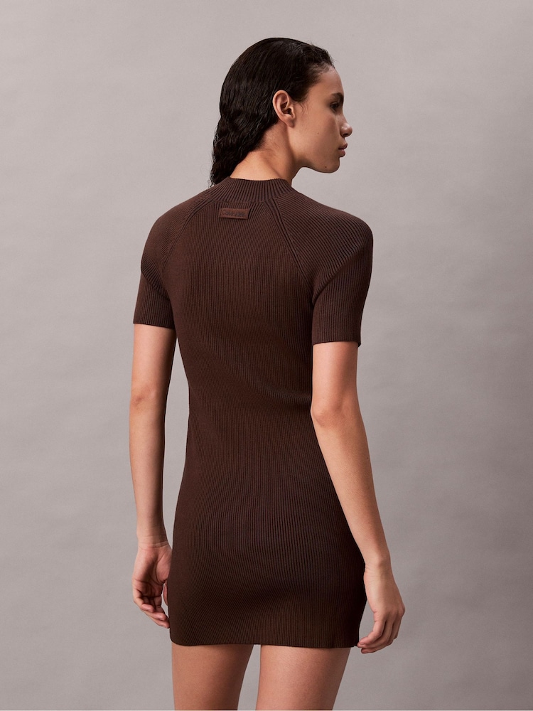 Calvin Klein Brown Sculpted Knit Mini Dress - Image 5 of 5
