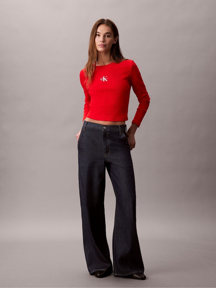 Vermelho - Calvin Klein Monogram Logo Long Sleeve Baby T-Shirt - Imagem 2 de 6