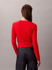Vermelho - Calvin Klein Monogram Logo Long Sleeve Baby T-Shirt - Imagem 3 de 6