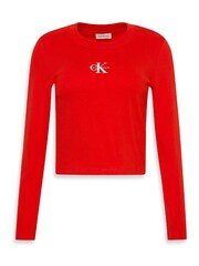 Vermelho - Calvin Klein Monogram Logo Long Sleeve Baby T-Shirt - Imagem 6 de 6