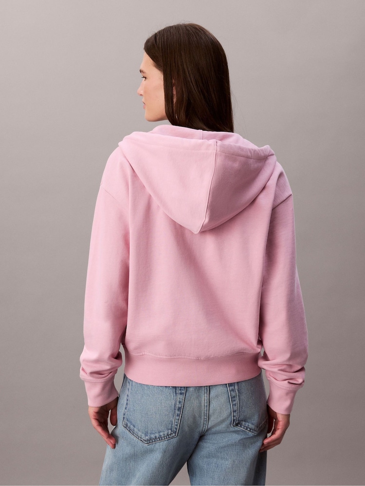 Calvin Klein Pink Monogram Zip Up Hoodie - Image 2 of 6