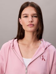 Calvin Klein Pink Monogram Zip Up Hoodie - Image 5 of 6