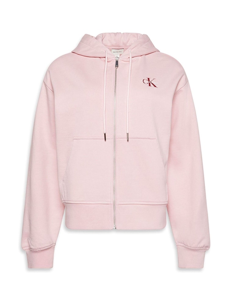 Calvin Klein Pink Monogram Zip Up Hoodie - Image 6 of 6