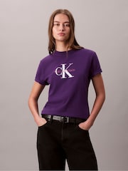 Calvin Klein Blue Monogram Logo T-Shirt - Image 1 of 5