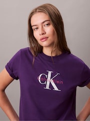 Calvin Klein Blue Monogram Logo T-Shirt - Image 5 of 5