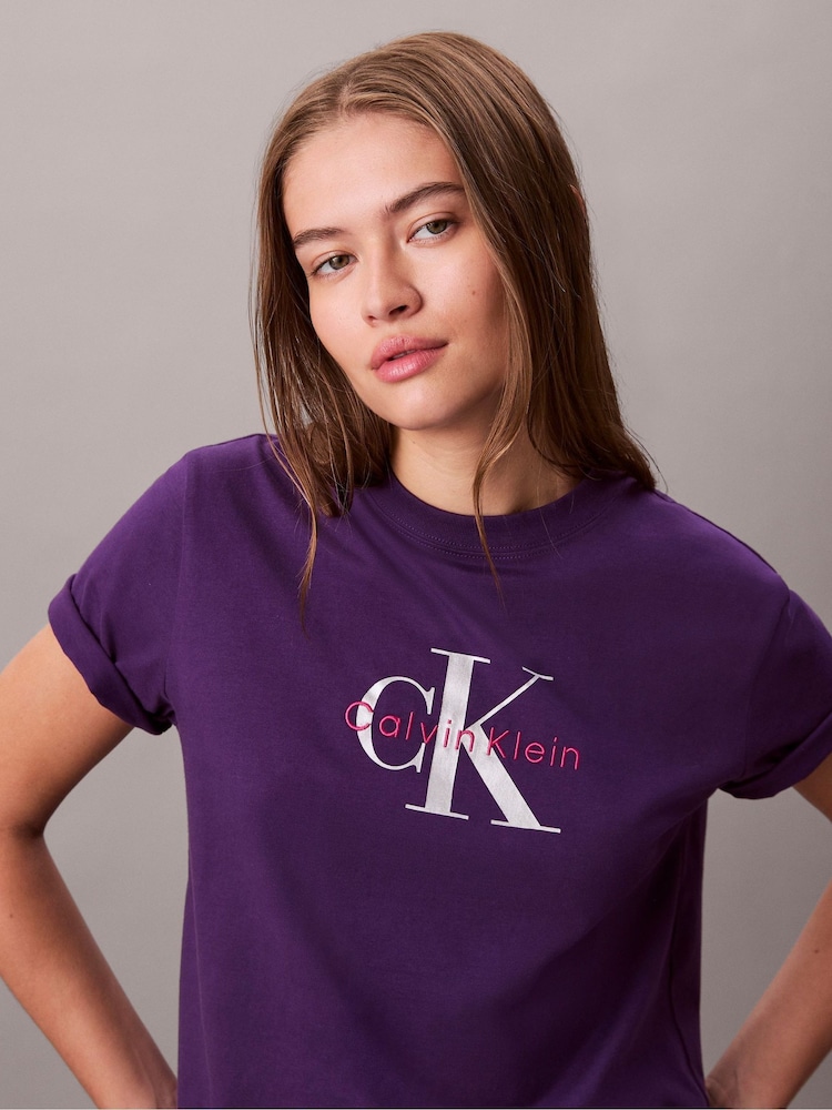 Calvin Klein Blue Monogram Logo T-Shirt - Image 5 of 5