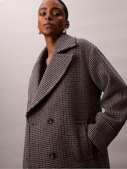 Calvin Klein Brown Houndstooth Peacoat - Image 5 of 7