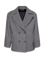 Calvin Klein Brown Houndstooth Peacoat - Image 7 of 7