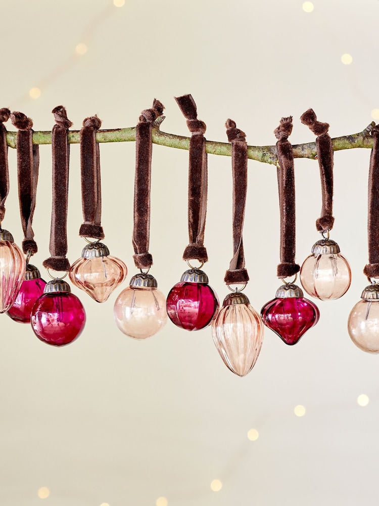 Nkuku Set of 16 Ruby and Copper Adisa Christmas Baubles Jar - Image 1 of 5 Nkuku Set of 16 Ruby and Copper Adisa Christmas Baubles Jar - Image 1 of 5