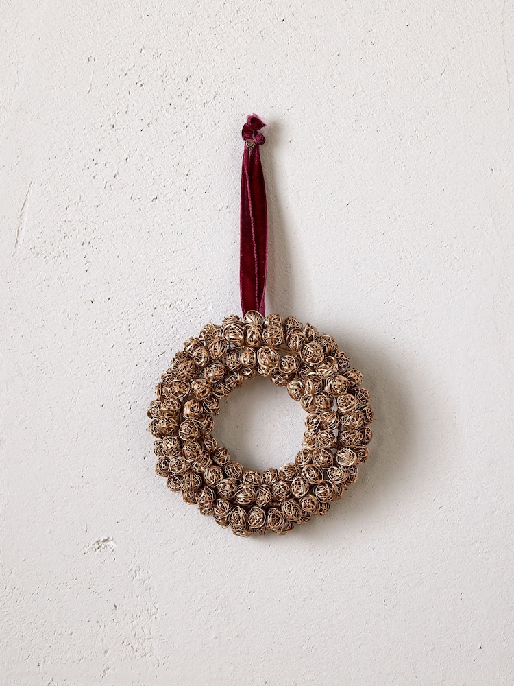 Nkuku Brass Madhi Mini Wreath Bauble - Image 1 of 4 Nkuku Brass Madhi Mini Wreath Bauble - Image 1 of 4