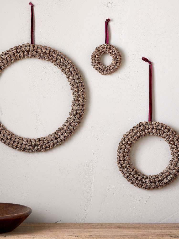 Nkuku Brass Madhi Mini Wreath Bauble - Image 2 of 4 Nkuku Brass Madhi Mini Wreath Bauble - Image 2 of 4