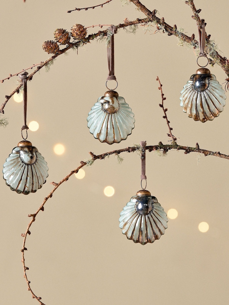 Nkuku Gold Sohni Shell Christmas Baubles - Image 1 of 5 Nkuku Gold Sohni Shell Christmas Baubles - Image 1 of 5