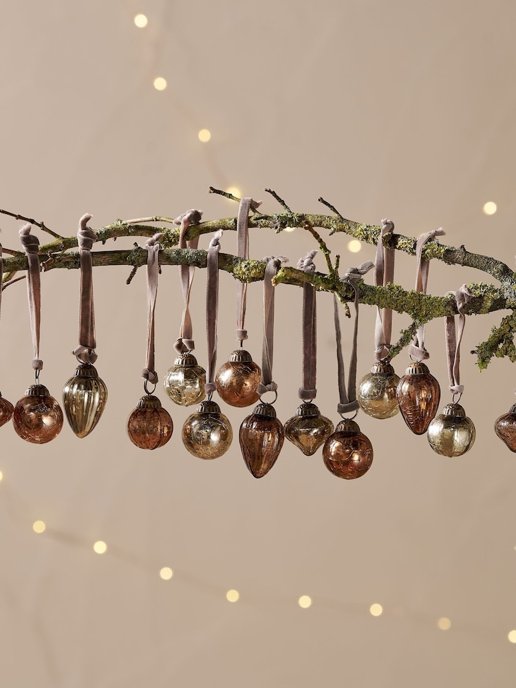 Nkuku Set of 16 Gold Adisa Christmas Baubles Jar - Image 1 of 6 Nkuku Set of 16 Gold Adisa Christmas Baubles Jar - Image 1 of 6