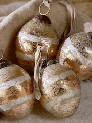 Nkuku Set of 4 Gold Viti Christmas Baubles - Image 3 of 4