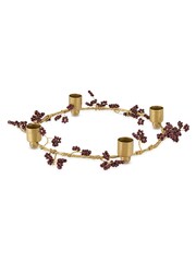 Nkuku Brass and Ruby Tanu Mango Wood Beaded Candle Holder - Image 5 of 5