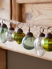 Nkuku Mixed Green and Clear Ekiti Bauble Christmas Garland - Image 3 of 4