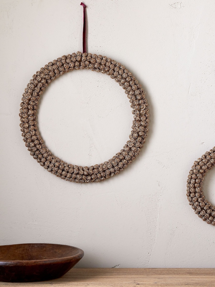 Nkuku Brass Madhi Wire Ball Christmas Wreath - Image 1 of 5