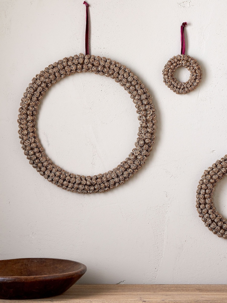 Nkuku Brass Madhi Wire Ball Christmas Wreath - Image 2 of 5